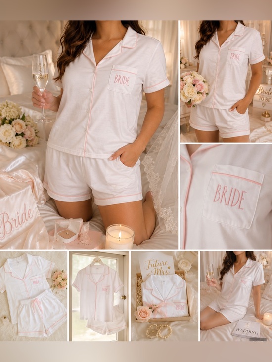 Rae Dunn Other - Rae Dunn- Bride Pajama Set White Pink Trim Size Large